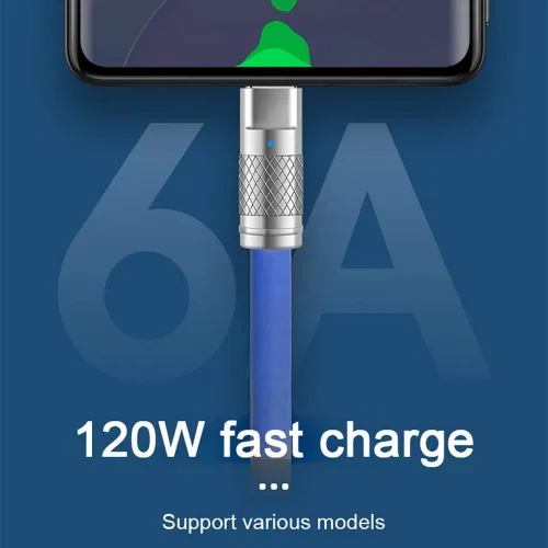 Vista 4 de xiwai Tipo A 120 W de alimentación USB-A a USB-C de silicona líquida ultra suave USB2.0 Cable azul de datos carga rápida para portátil Tablet
