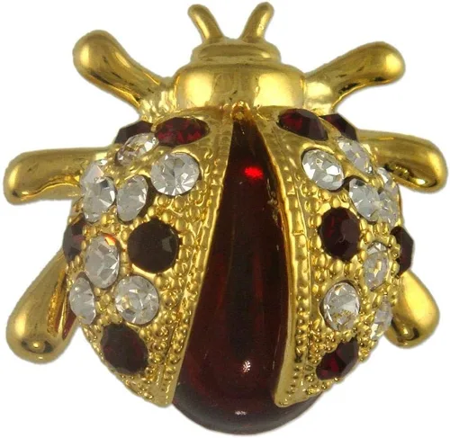 Vista 3 de Broche de cristal con diseño de mariquita con cristales de Swarovski.
