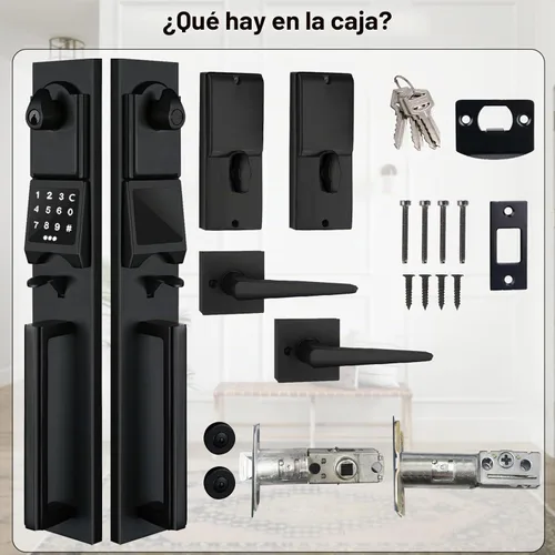 Vista 7 de NEWBANG Manija de teclado inteligente Puerta doble negro mano izquierda