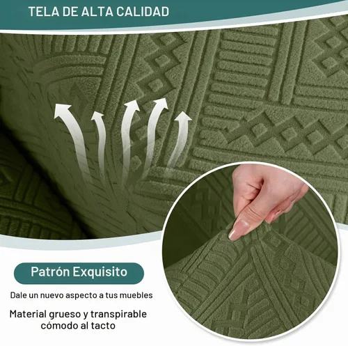 Vista 3 de Ruaozz - Funda elástica para sofá biplaza reclinable con consola, color verde militar