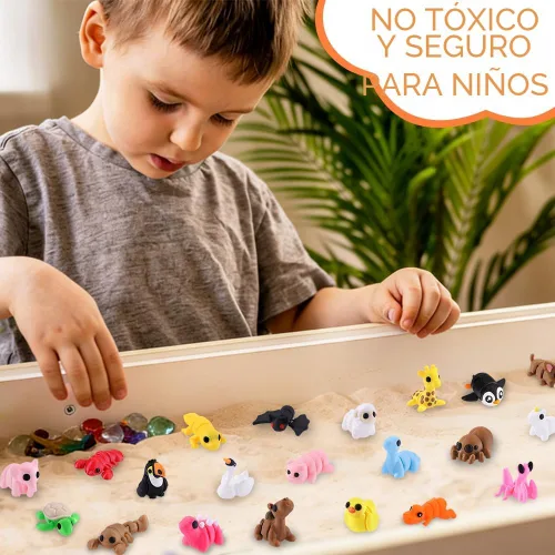 Vista 5 de JOICEE 50pcs Mini 3D Impreso Animales Articulados Flexible Fidget Juguetes Marrón