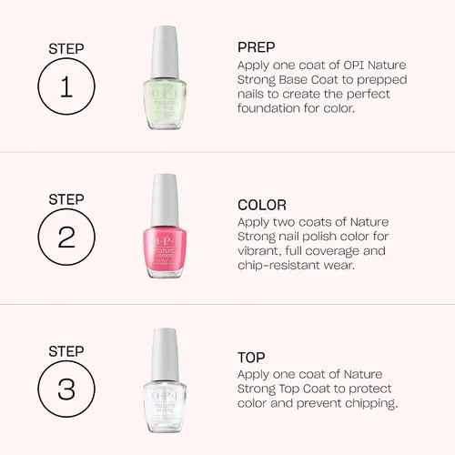 Vista 6 de OPI Nature Strong Natural Origin 3-Step System Botanical Base Coat, Top Coat, and Various Nail Polish Colors High Shine + Color Protection