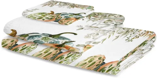 Vista 2 de Eucalyptus Pumpkins Bath Towels for Bathroom Set - Luxury Towels Gifts for Women,Dry Beach Kitchen Hand Hair Face Yoga Workout Gym Towel and Dish