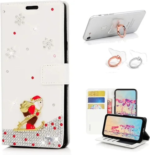Vista 7 de Bling - Funda tipo cartera compatible con iPod Touch 5 y iPod Touch 6, elegante funda de piel con diseño de estrella y mariposa 3D hecha a mano