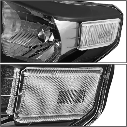 Vista 3 de DNA MOTORING Conjunto de faros delanteros (lado del conductor y del pasajero) compatible con Tundra 14-17, negro transparente, HL-OH-TTUND14-BK-CL1