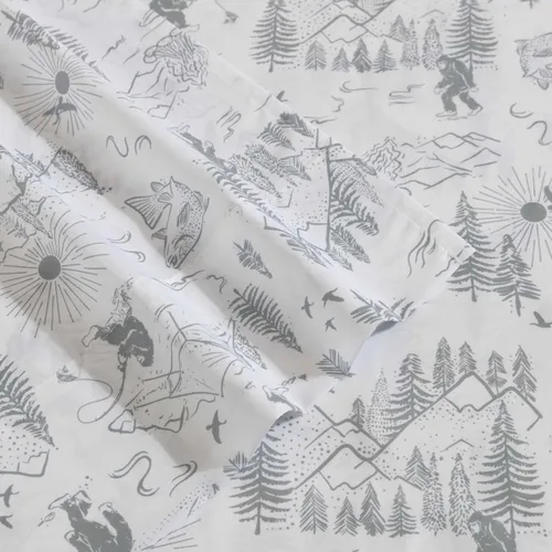 Vista 5 de Eddie Bauer Kids - Juego de sábanas individuales con sábana bajera y funda de almohada Big Foot Senderismo Blanco