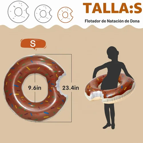 Vista 2 de DMAR Flotador de piscina con forma de dona, tubo y anillo para playa y piscina