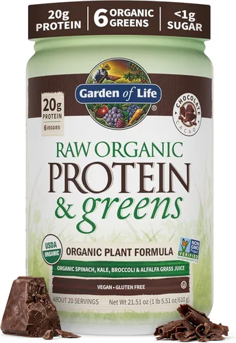 Vista 11 de Garden of Life Raw Organic Protein & Greens, Chocolate Cacao, 1 lb 5.51 oz (610 g) (Paquete de 6)