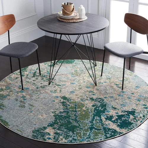 Vista 9 de SAFAVIEH Madison Collection - Alfombra decorativa de 2 pies 2 pulgadas x 4 pies, verde y azul, diseño abstracto moderno, no desprende pelusa
