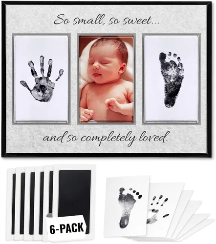 Vista 8 de Kit de manos y huellas sin tinta, placa de recuerdo de bebé y regalos de baby shower, ideal como regalo de mamá, marcos de fotos para guardería, kit