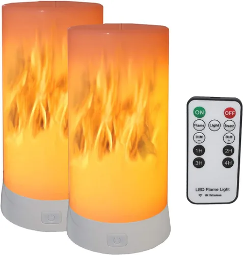 Vista 8 de Linterna LED con efecto de llama, recargable por USB, 4 modos, control remoto, efecto de llama, luz de estado de ánimo sin llama para Holdiday