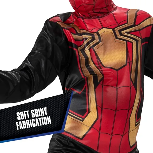 Vista 6 de Marvel Integrated Spider-Man - Disfraz oficial de Halloween para jóvenes, overol impreso de alta calidad con máscara de tela