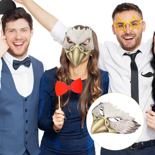 Vista 8 de NUOBESTY Máscara de media cara de águila para disfraz de mascarada, fiesta de cosplay