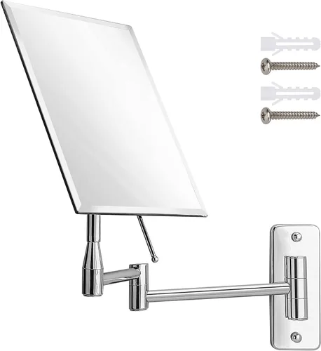 Vista 2 de MIRRORVANA Espejo de pared sin marco para baño con extensión giratoria de 11 pulgadas, sin aumento, superficie rectangular de 8.7 x 6.3 pulgadas