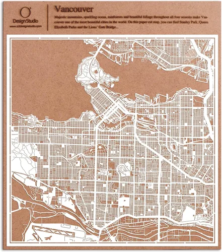 Vista 100 de O3 Design Studio Aberdeen - Mapa de papel cortado en papel blanco de 12 x 12 pulgadas