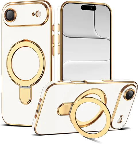 Vista 112 de Funda compatible con iPhone 12 con soporte de anillo magnético invisible [compatible con Mag-Safe] [Protector completo de lente de cámara] Funda