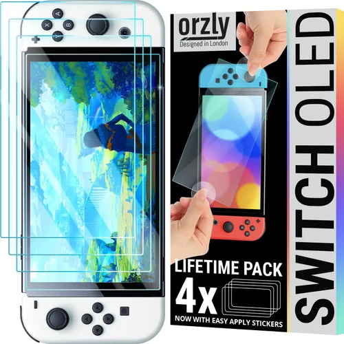 Vista 2 de Orzly VR - Protector de pantalla de cristal templado para Nintendo Switch