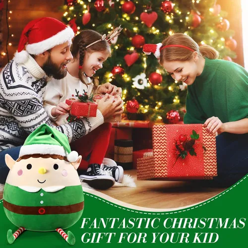 Vista 7 de Huwena Almohada de felpa grande de 14 pulgadas, decoración de Navidad, suave y tierna, cojín de peluche para abrazar, regalo para Navidad, fiestas
