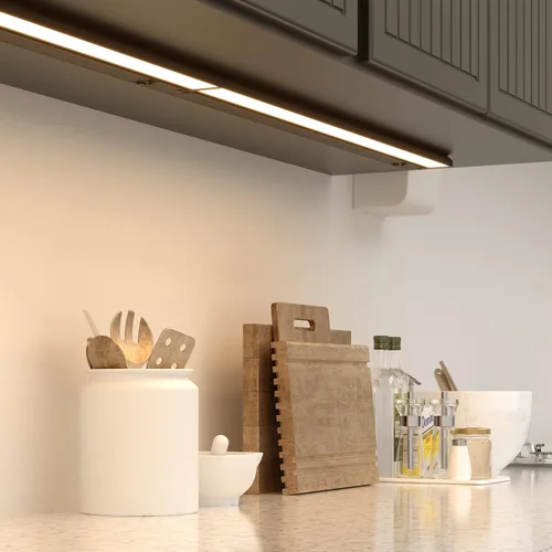 Vista 5 de Luz de gabinete inferior Halo LAGOM, de 12 pulgadas, LED regulable con cableado directo, 2700K/4000K/5000K, cable de alimentación se vende por Negro