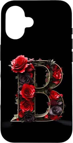 Vista 32 de B Monogram Letter Red Roses Floral Case for iPhone 17