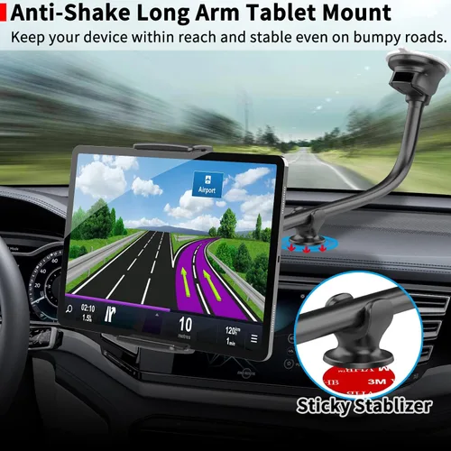 Vista 3 de APPS2Car Soporte para Tablet en Coche para iPad Portátil para Camiones Montura de Brazo Largo Extensión Ventosa Fuerte Montura para Parabrisas