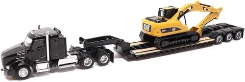Vista 8 de Diecast Masters 1/87 Caterpillar CT660 Cabina Diurna con Remolque Lowboy y Excavadora Hidráulica 315C L 84415