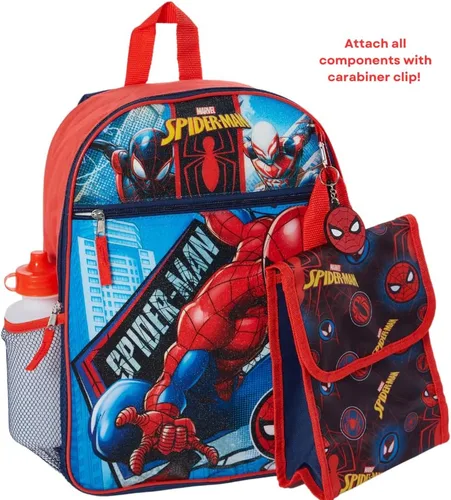 Vista 7 de Marvel Spiderman - Juego de mochila para niños, 16 pulgadas con lonchera y botella de agua