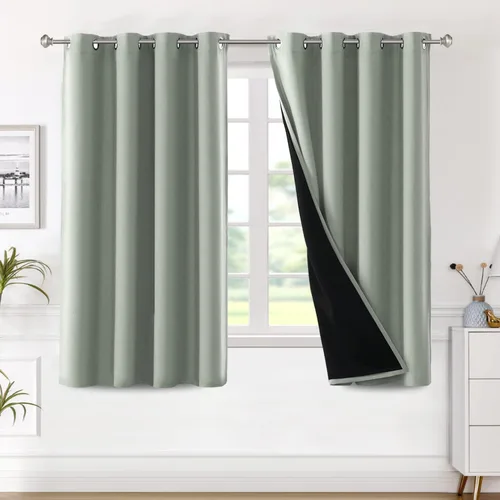 Vista 12 de H.VERSAILTEX Paneles de cortina 100% opacas de 45 pulgadas de largo, con aislamiento térmico, cortinas opacas con forro para dormitorio, dos capas