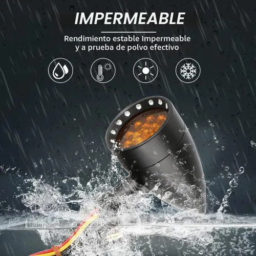 Vista 5 de Dreamizer Señales de giro de motocicleta en forma de bala con luces LED, lámpara indicadora de aleación de aluminio para Cafe Racer Bobber Shadow
