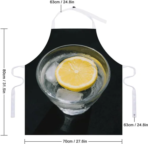 Vista 2 de MUSM Apron for Adults - 27.6 X 31.5 Inch, Heavy-Duty Polyester Aprons with Two Large Pockets, Waterproof Lemon And Cup Kitchen Apron for Cooking