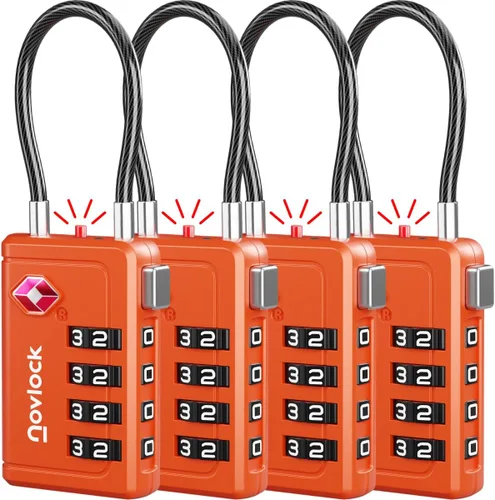 Vista 16 de Cerradura de equipaje aprobada por la TSA Indicador de inspección, combinación de 4 dígitos, aleación de zinc duradera para maletas, mochilas