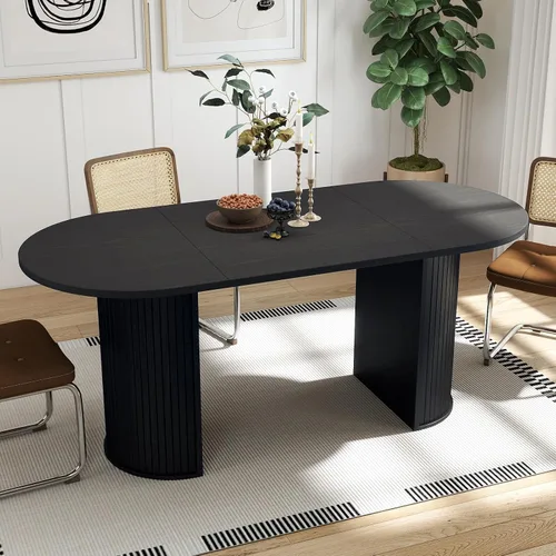 Vista 12 de SoarFlash Mesa de Comedor Redonda de 47 Pulgadas para 4-6, Mesa de Cocina Circular Estilo Granja con Espacio de Almacenamiento, Base de Listones