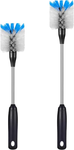 Vista 14 de MOSOLAN Cepillo para botellas de acero inoxidable con cabezal reemplazable, paquete de 2 cepillos de limpieza de mango largo para botellas de agua