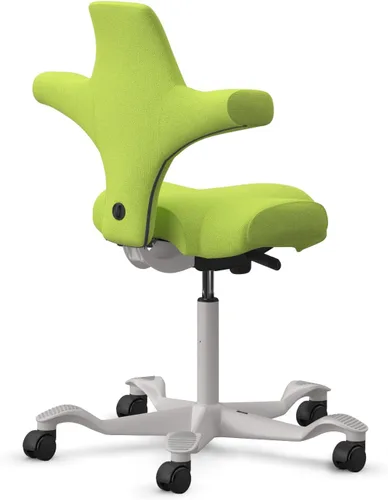 Vista 6 de HAG Capisco - Silla Sit to Stand con marco plateado, tapizada, color verde brillante Verde (Bright Green)