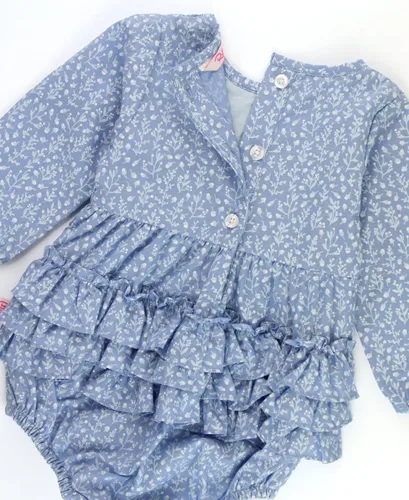 Vista 6 de RuffleButts Mamelucos de burbujas de manga larga para bebés y niñas pequeñas