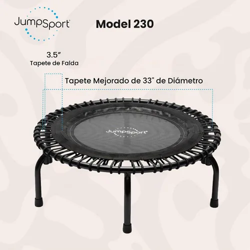 Vista 8 de JumpSport Rebotador de entrenamiento para adultos, mini trampolín de fitness Negro