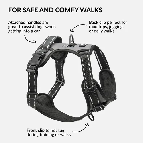 Vista 2 de CollarDirect Arnés reflectante sin tirones para perro, con asa y clip frontal, chaleco acolchado suave ajustable para perros pequeños a grandes