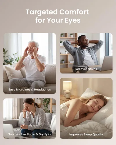 Vista 9 de RENPHO - Masajeador de ojos con control de voz de calor y enfriamiento, regalos de cumpleaños para mujeres y hombres, HSA elegible para FSA, máscara