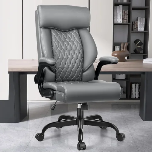 Vista 12 de Silla ejecutiva de oficina de respaldo alto - Escritorio ergonómico para computadora con función de balanceo, de cuero para gerencia