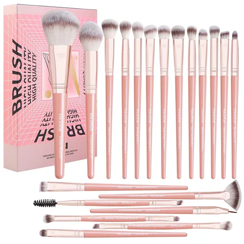 Vista 9 de Brochas de maquillaje, 20 piezas de brochas de maquillaje profesional, juego de brochas de maquillaje para base de sombra de ojos, brocha de rubor