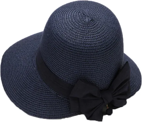 Vista 3 de Sombreros de playa de ala ancha para mujer, protección UPF 50+, sombrero de paja plegable para verano Beige