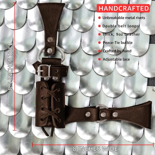 Vista 95 de Armory Replicas™ - Rana espada de cuero hecha a mano – Disfraz medieval LARP hebilla ajustable y cinturón de arma con cable soporte