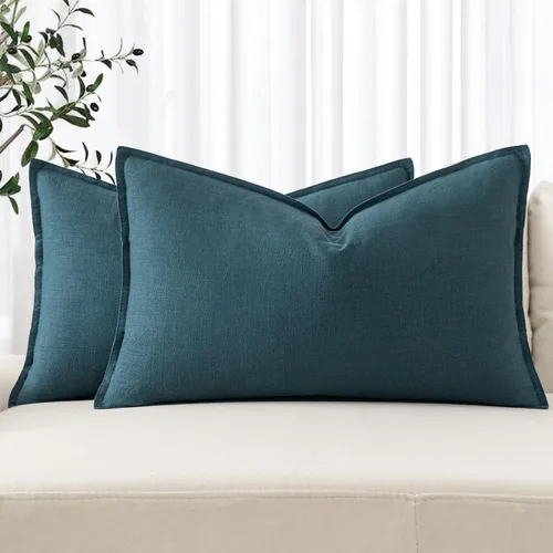 Vista 45 de MIULEE - Juego de 2 fundas de almohada decorativas de lino, estilo bohemio, rústico, neutral, para sofá, cama, 16 x 16 pulgadas, color marrón