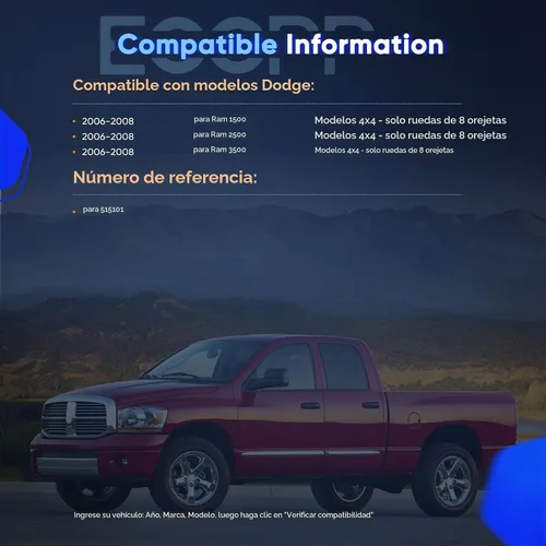 Vista 2 de ECCPP Repuesto compatible con par de 2 conjuntos de cojinete de cubo de rueda delantera 06 07 08 Dodge Ram 2500 3500 1500 4WD 4X4