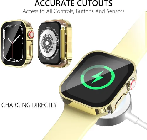Vista 5 de Wingle Paquete de 4 fundas compatibles con Apple Watch de 1.614 in Series 8 7, funda impermeable de borde recto, cubierta protectora completa