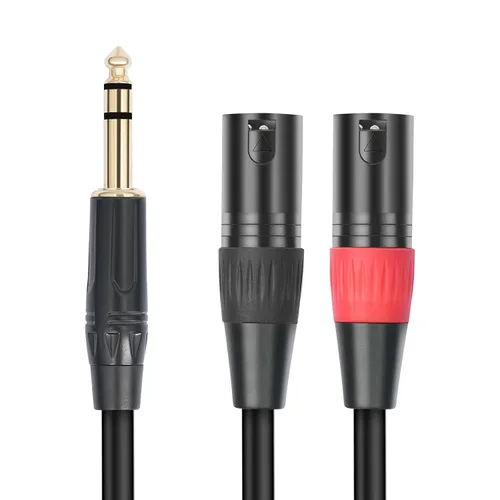 Vista 8 de 1/4 TRS a doble XLR macho Y-Splitter Cable de conexión estéreo de 1/4 pulgadas (0.250 in) a 2 XLR Cable de conexión de 3.3 pies