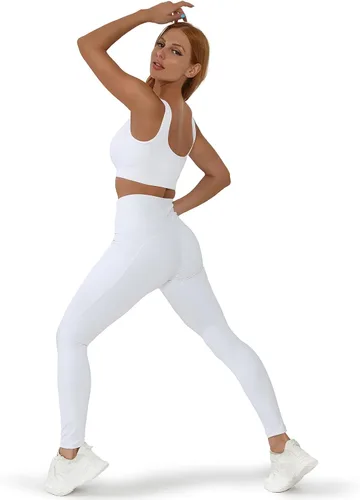 Vista 5 de RONLIMO Leggings capri de yoga de cintura alta para mujer con bolsillos, leggings capri mejorados para entrenamiento, correr, control de abdomen