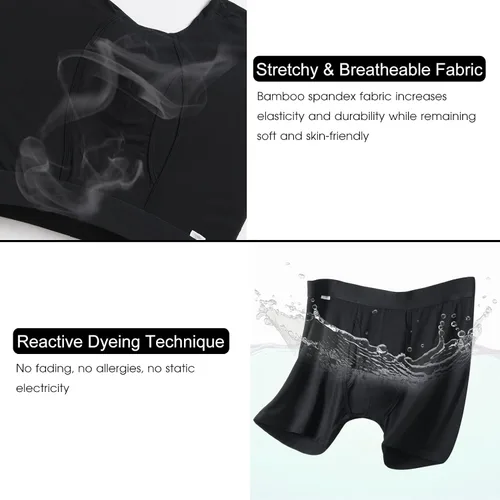 Vista 3 de BAMBOO COOL Calzoncillos tipo bóxer para hombre, sin montar, cómodos, transpirables, de viscosa de bambú para hombre, paquete de 3