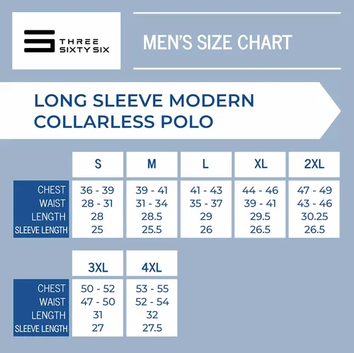 Vista 6 de Mens Dry Fit Long Sleeve Collarless Golf Shirt, Quick Dry Polos, Stretch Fabric