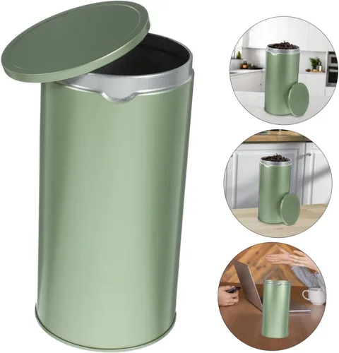 Vista 4 de Zerodeko Bote de café 2 piezas de hojalata caja de dulces, recipiente de té, recipientes de té, recipiente redondo con tapa, juego de té, recipiente